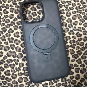 Black Phone Case with Ring Stand for iPhone Apple 16 pro max